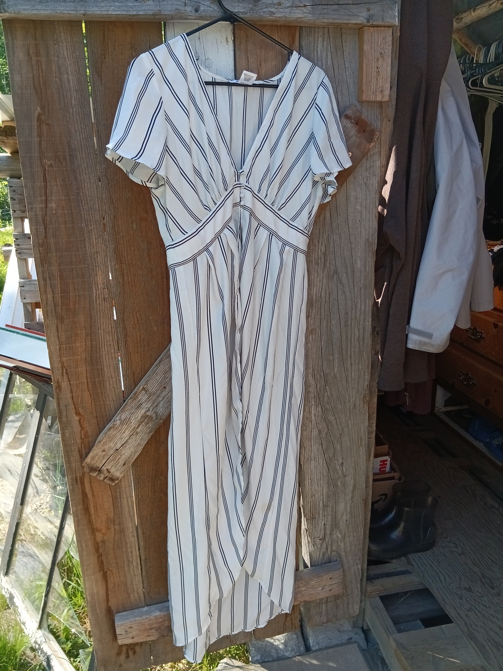 K Jordan White Cover Up with Black Stripes